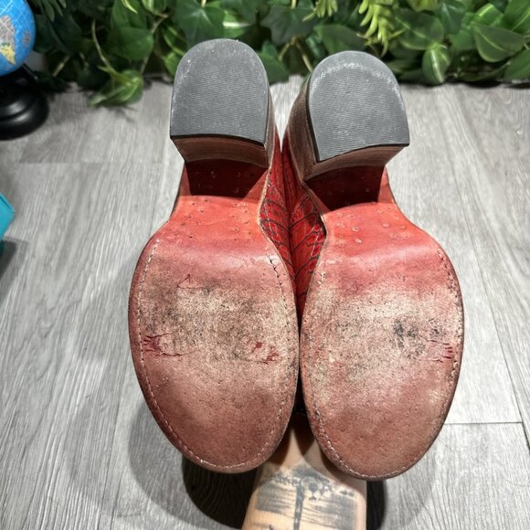 Freebird By Steven Randi Red Crocodile Ankle Strap Boots Sz 8 Women - Picture 10 of 10